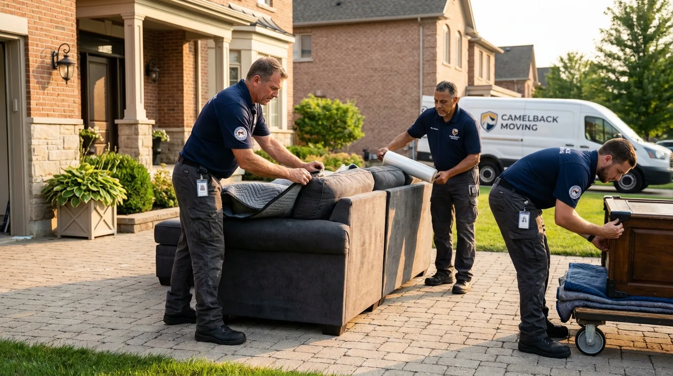 Large estate moving crew wrapping furniture in Council Bluffs, IA