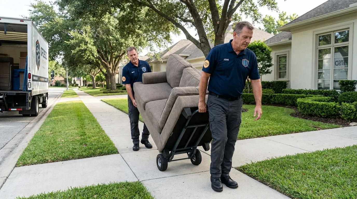 Local residential moving crew loading furniture in Council Bluffs, IA