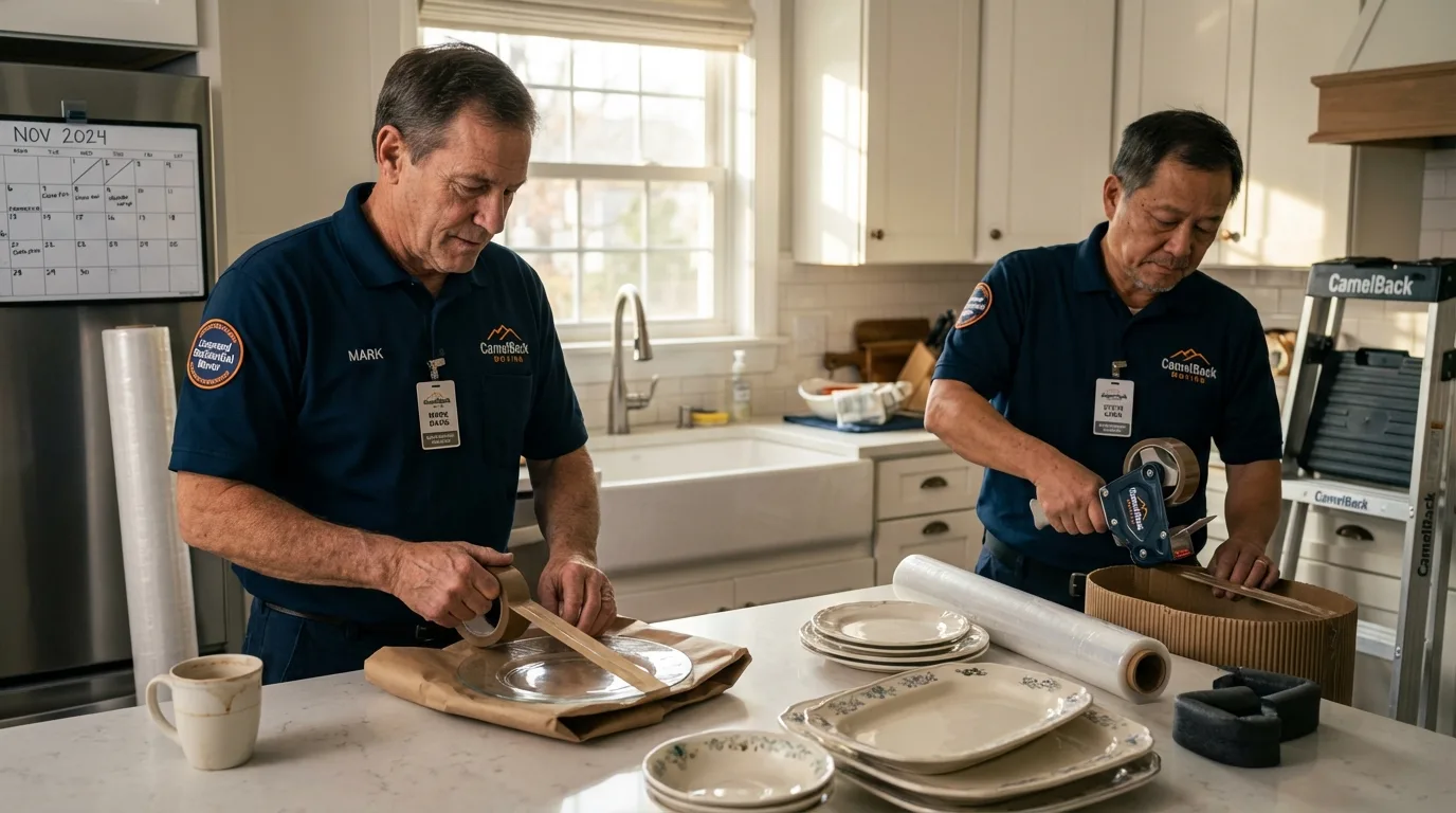 Professional crew packing kitchen dishware in Council Bluffs, IA